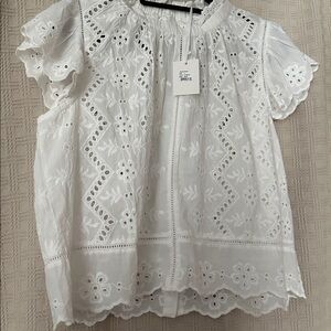 Chic White Eyelet Blouse